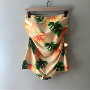 VINTAGE Tropical Wrap Skort One Piece Swimsuit
